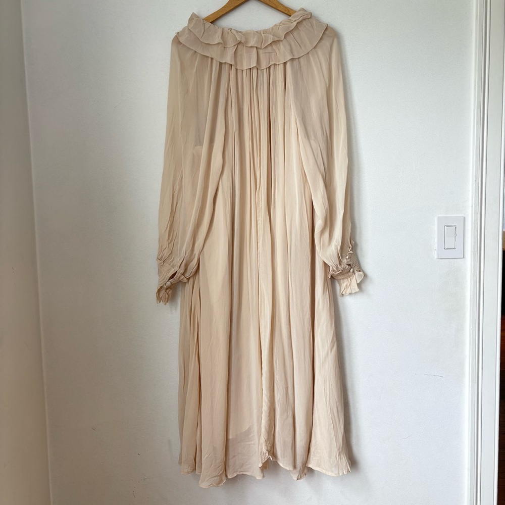 Anthropologie Long-Sleeve Midi Dress Neutral Ethereal Fairy Coastal Grandma LP - Picture 11 of 12